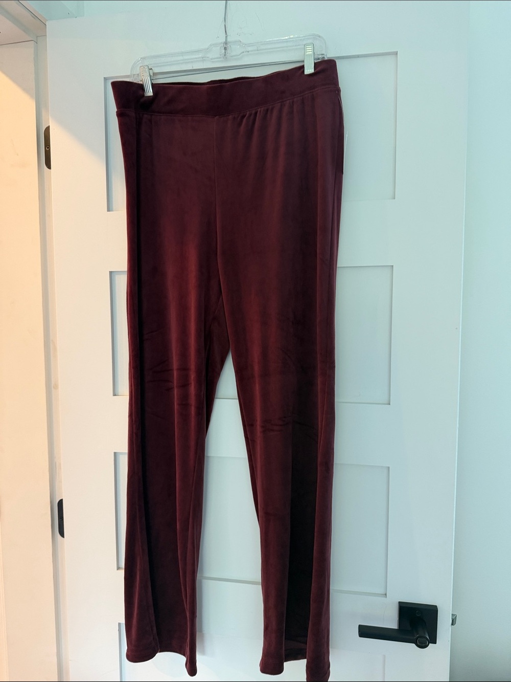 Ardene Wide Leg Velvet Pants - Burgundy